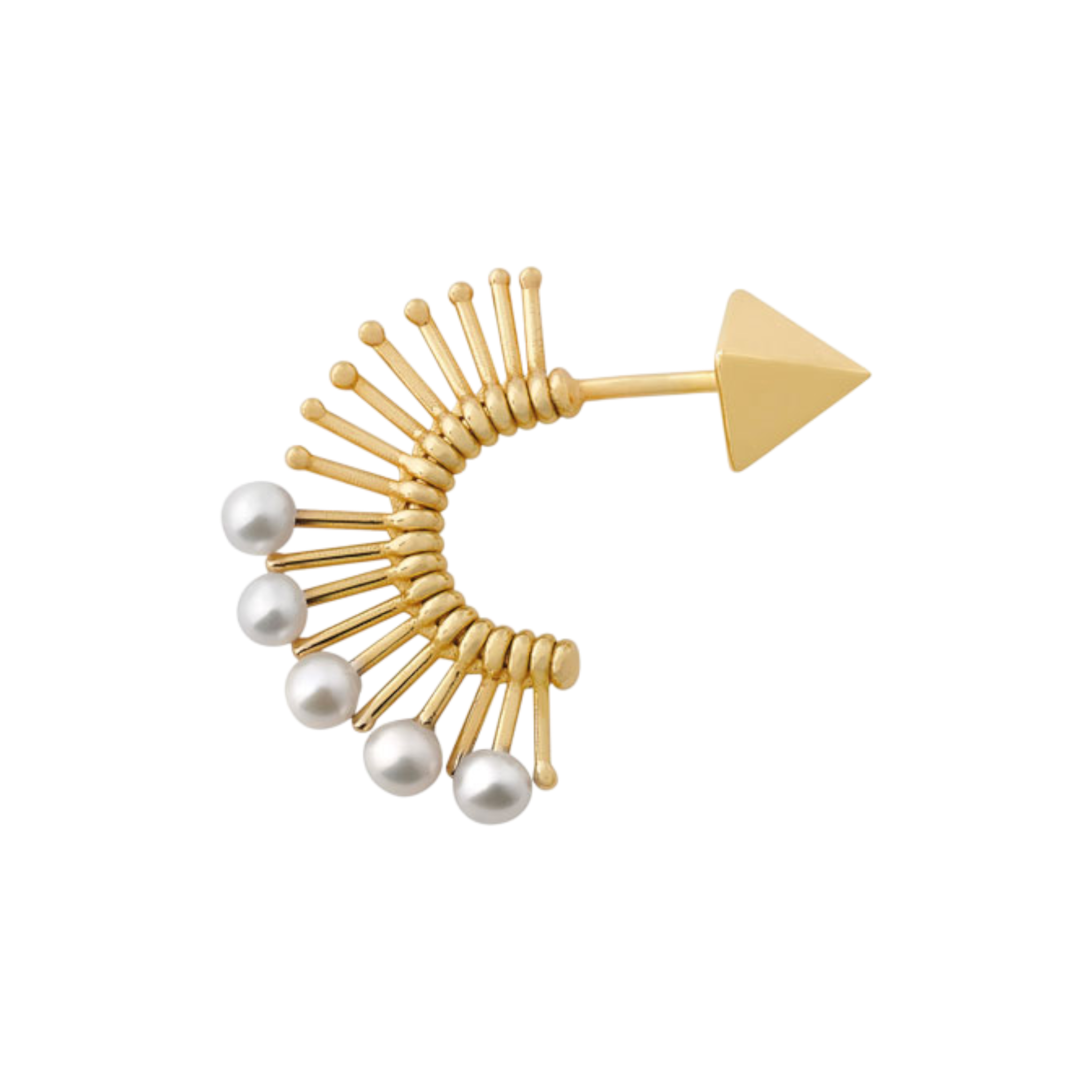 PERUFFO Slide+Pearls Mohawk Earring con Oro 9kt