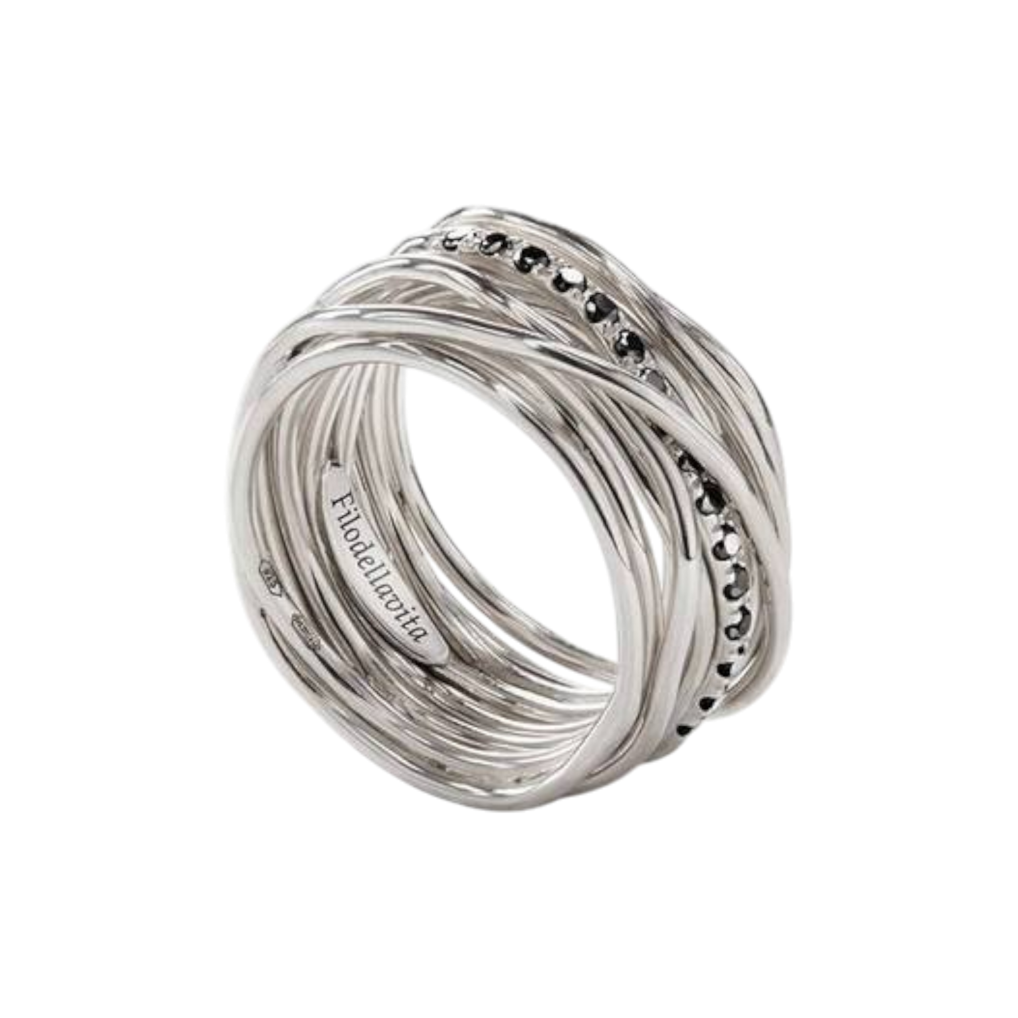 RUBINIA Filodellavita Classic 13 Fili Argento e Diamanti Black con argento misura 19