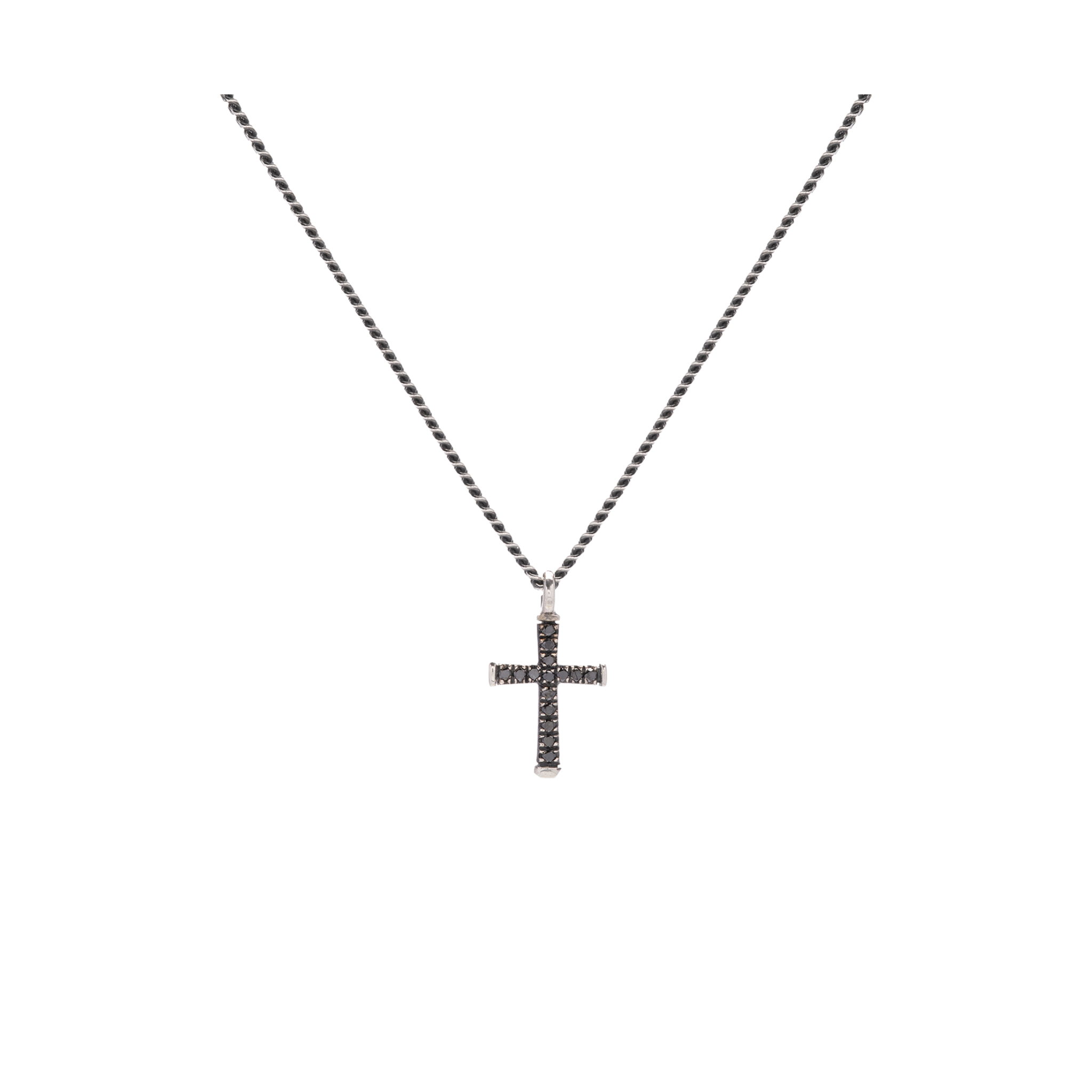 VALENTINO DI LEONARDO Collana Valentino Di Leonardo | Cross Diamanti Nerti con argento