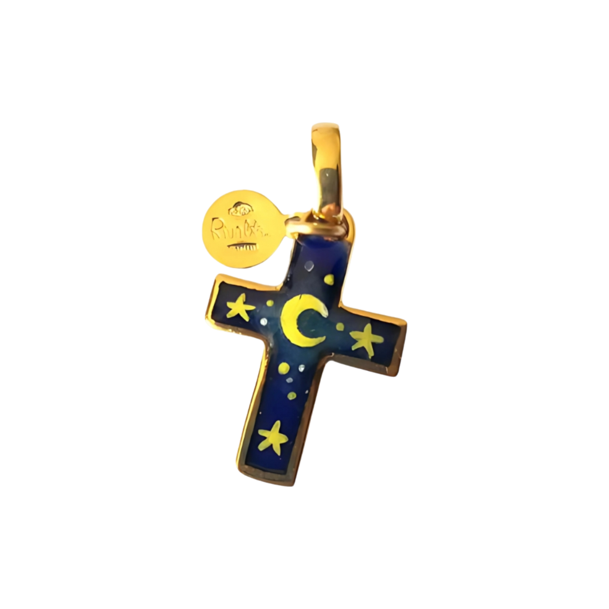 GABRIELLA RIVALTA Croce Luna & Stelle in Dipinto a mano