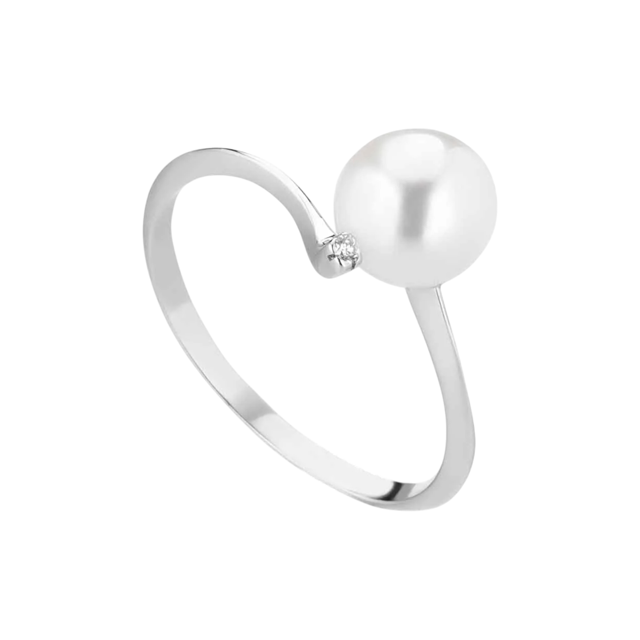 LELUNE Anello in oro, perla e diamante con perla misura 14