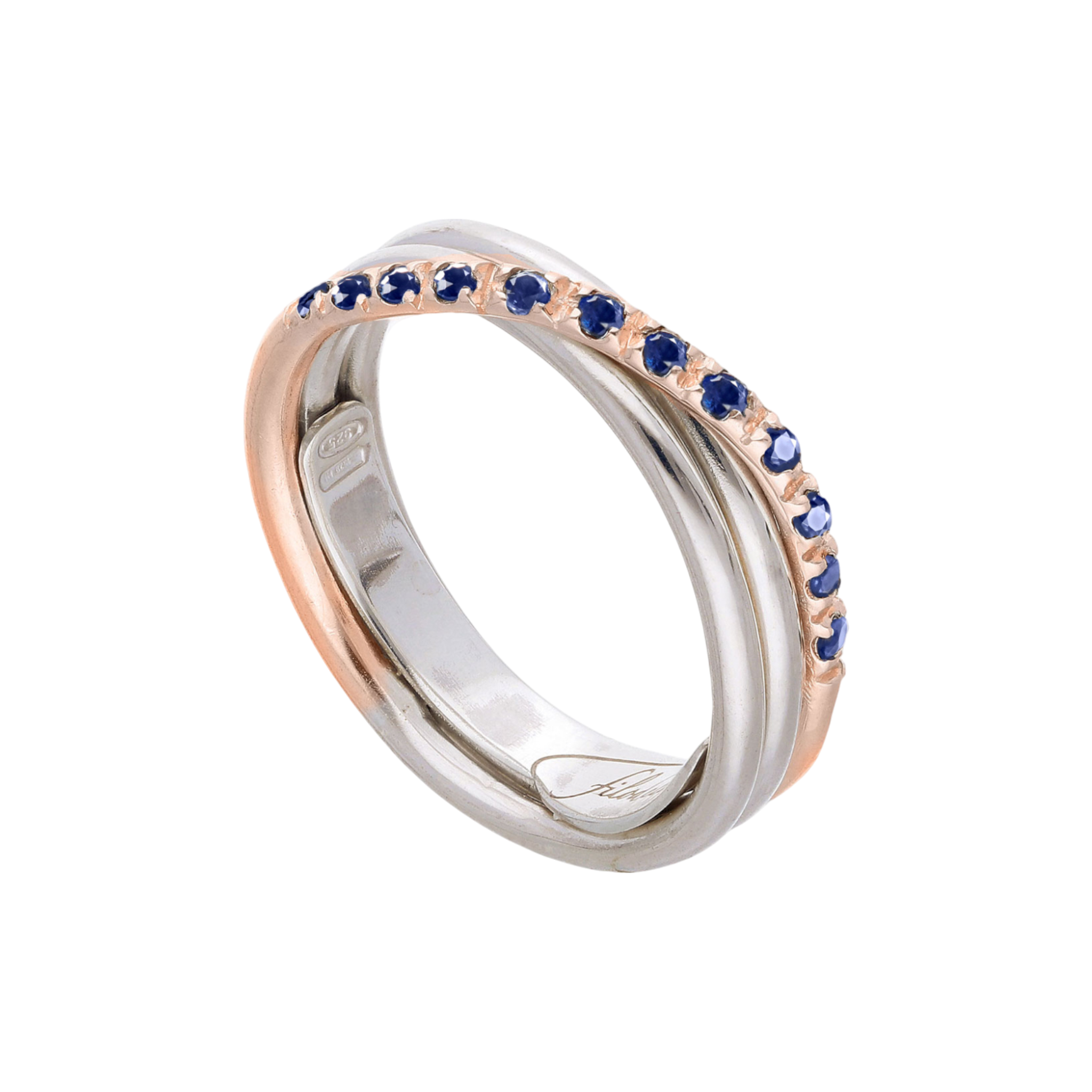 RUBINIA Filodellavita Prezioso 3 Fili Oro 9kt e Zaffiri con oro 9kt misura 14