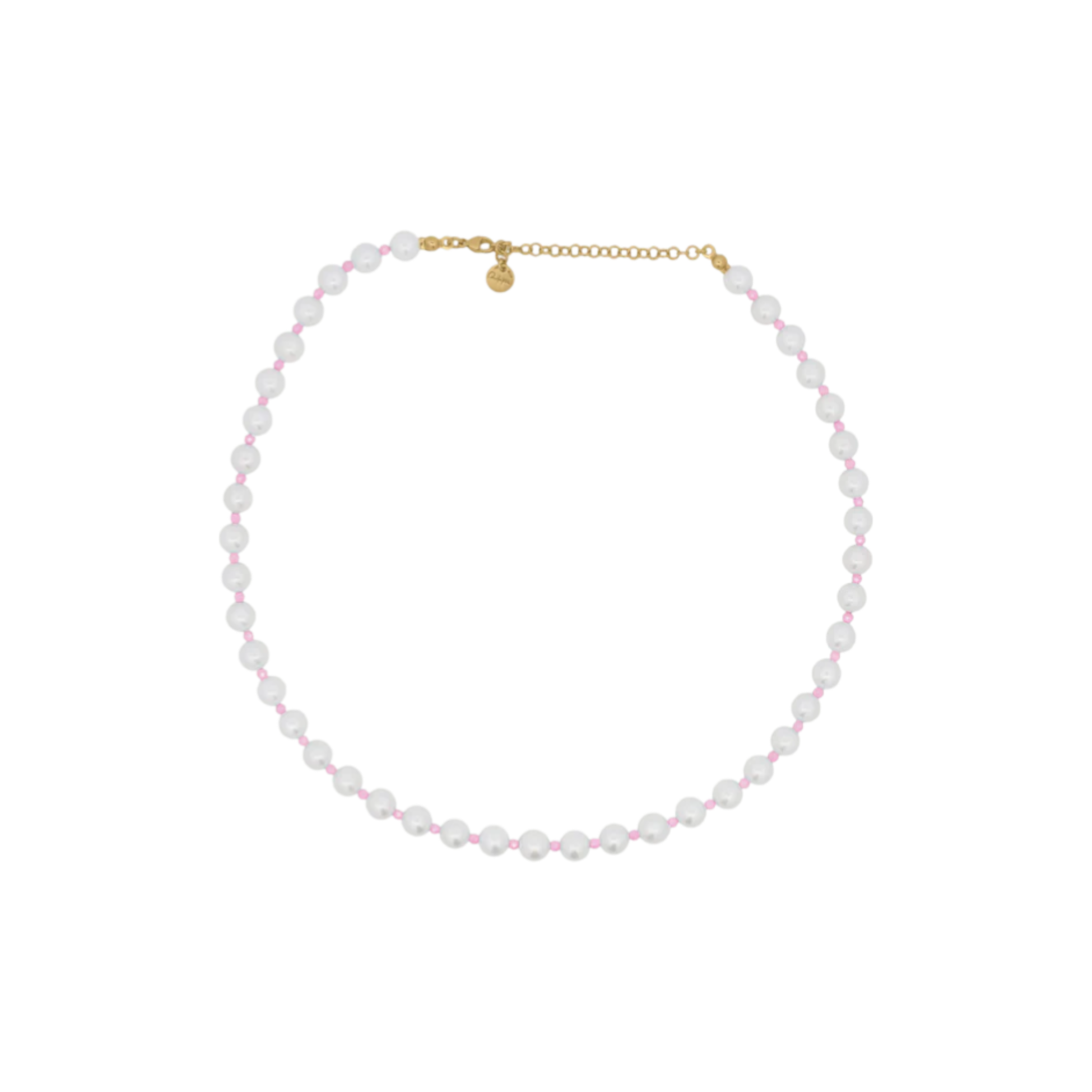 RUE DES MILLE Collana Rue des Mille | Girocollo Perla e Zirconi Milky Rosa · Charm Bar con lega 