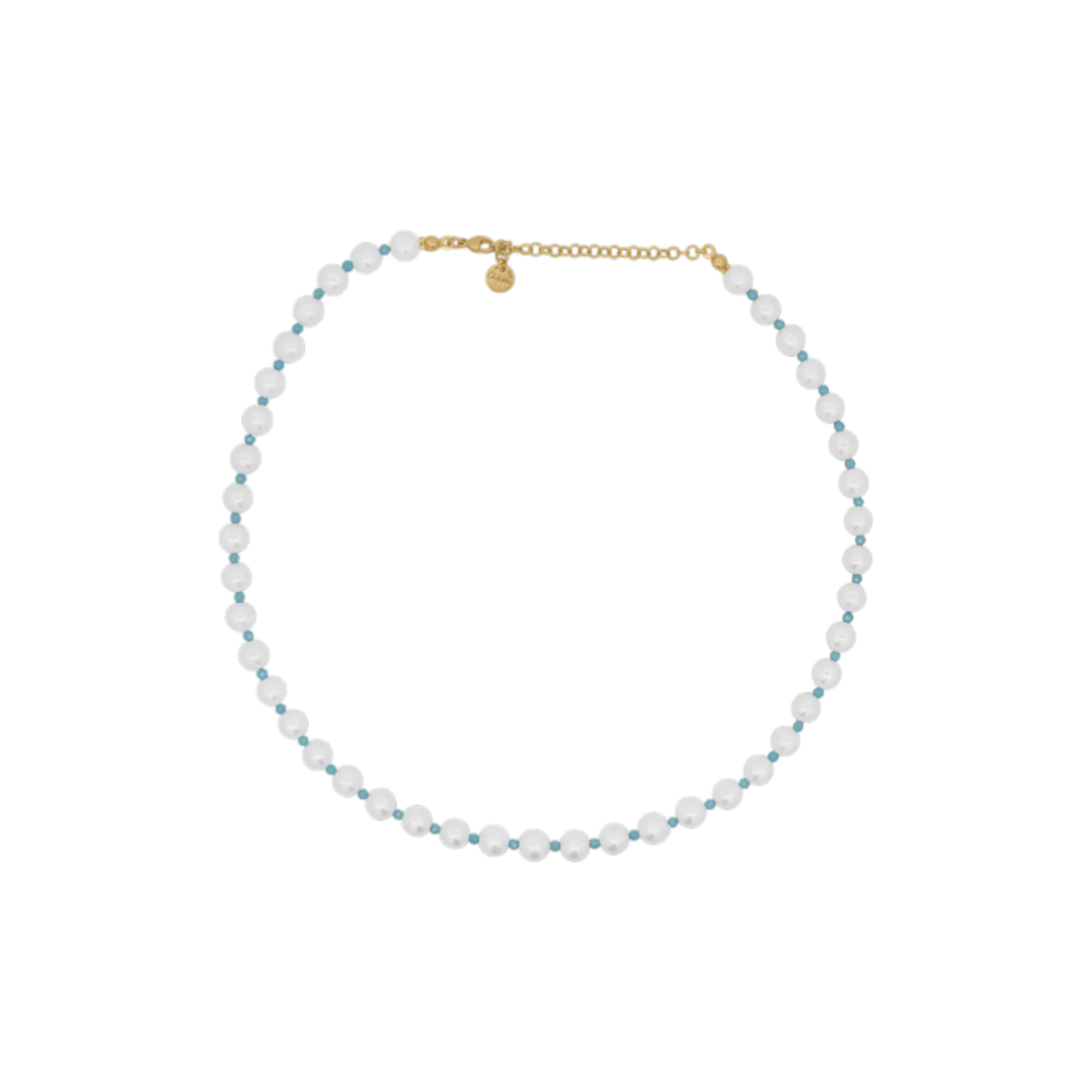 RUE DES MILLE Collana Rue des Mille | Girocollo Perla e Zirconi Milky Turchesi · Charm Bar con lega 