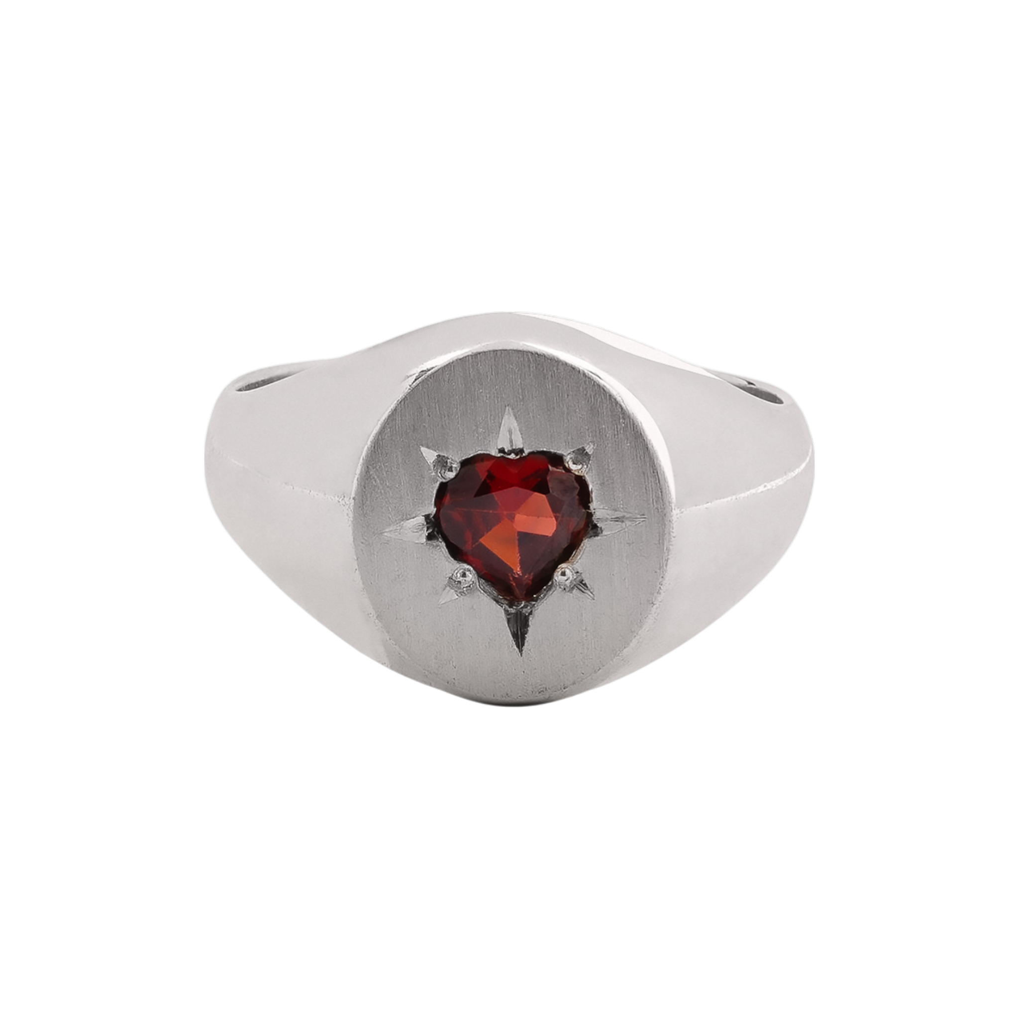 VALENTINO DI LEONARDO Anello Valentino Di Leonardo | Heart Stone Granato con argento misura 16